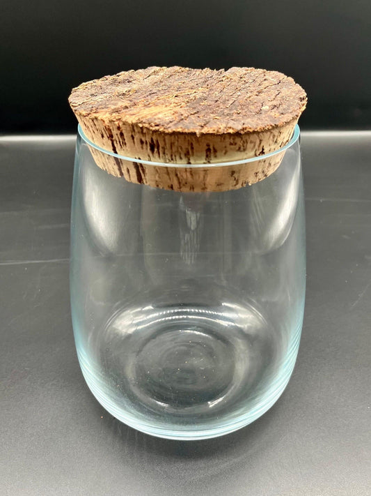 Rustic glass terrarium with bark top cork lid (145mm x 175mm glass)